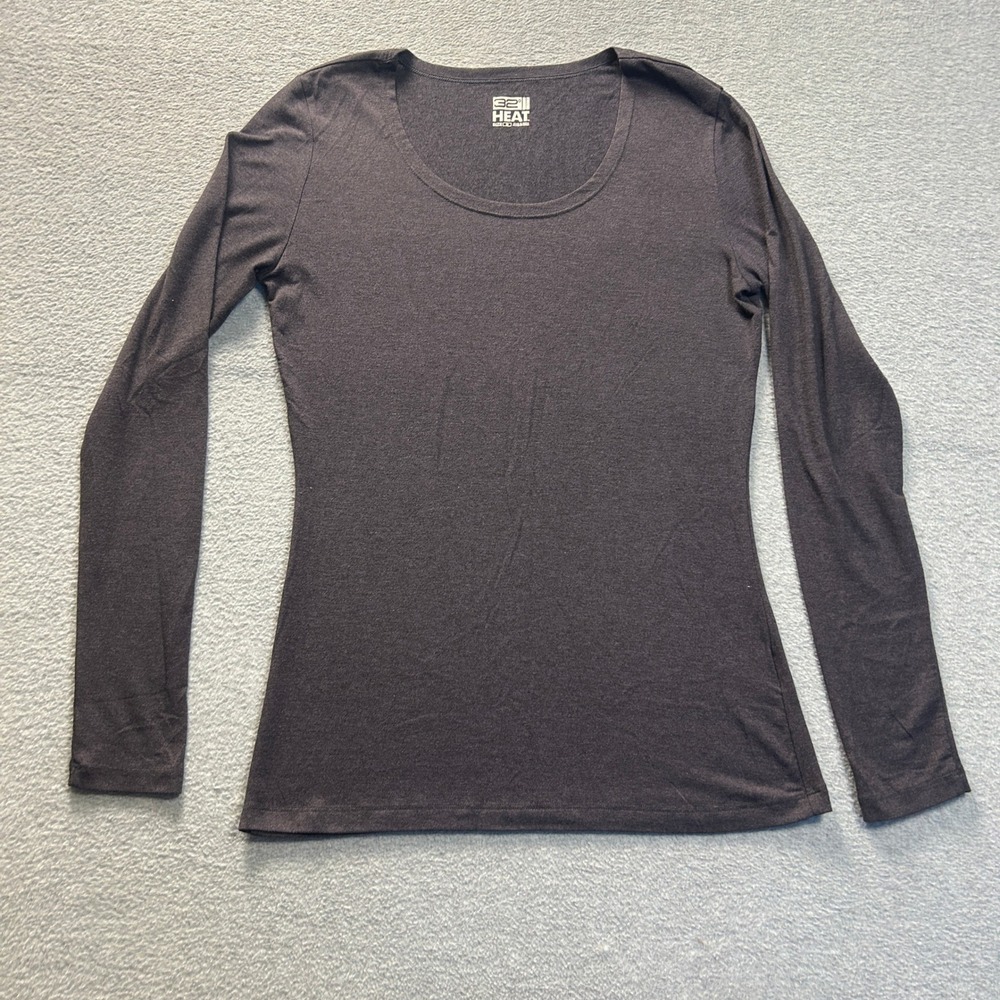 32 Degrees Heat‎ Thermal Base Layer Stretch Top Womens M Dark Gray Long Sleeve